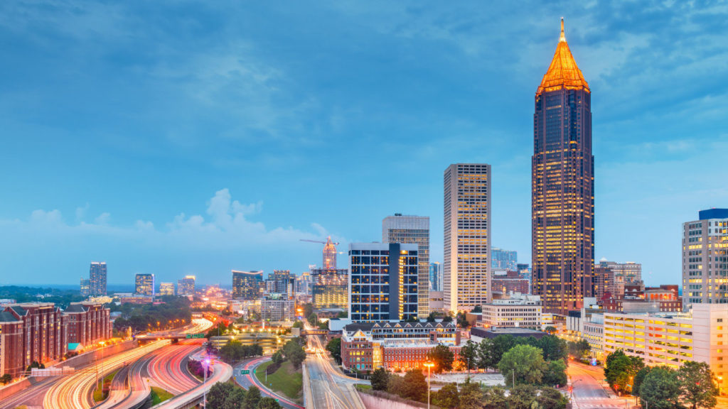 Atlanta City Skyline Evening - Healy Wealth Management | Financial Advisors in Atlanta Georgia